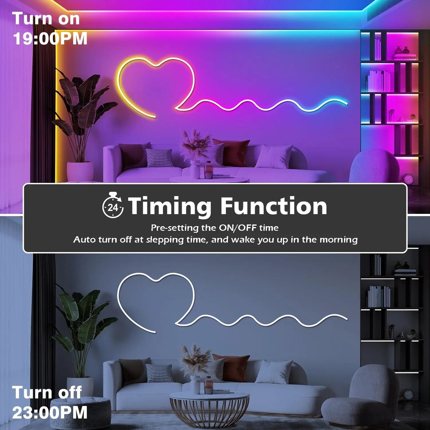 Lumora Neon Rope Light music sync mode lighting effect