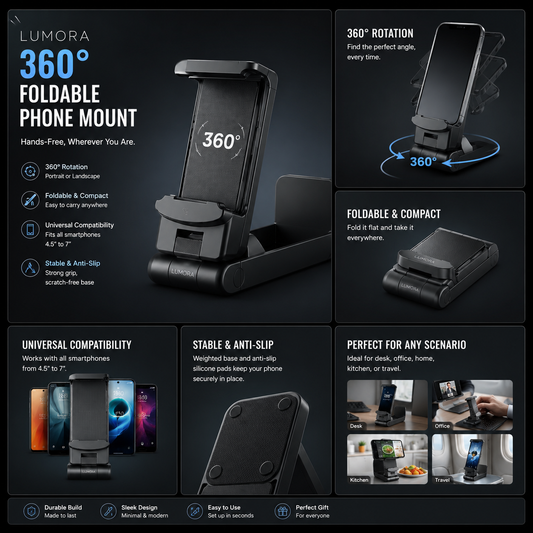 Lumora 360° Foldable Phone Mount
