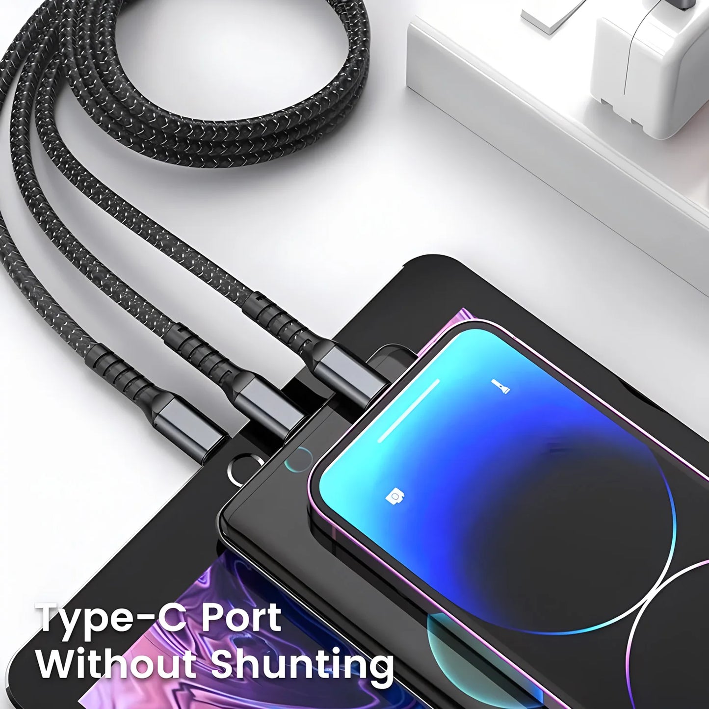 3 in 1 100W Transparent Super Fast Charging Cable Universal with Type C Usb Micro for Iphone Samsung Huawei Xiaomi 6A
