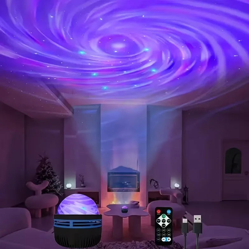 Lumora Aurora Galaxy Projector with remote and USB cable for ambient lighting